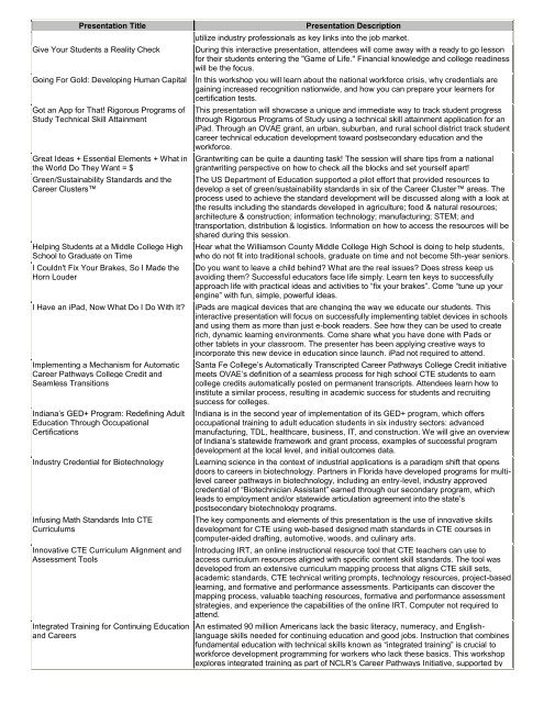 NCPN Title and Descriptions of Main Conference Sessions