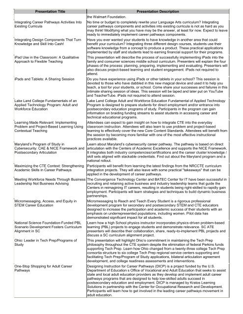 NCPN Title and Descriptions of Main Conference Sessions