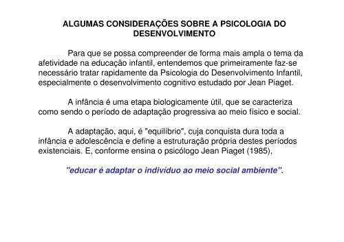 psicologia do desenvolvimento segundo piaget