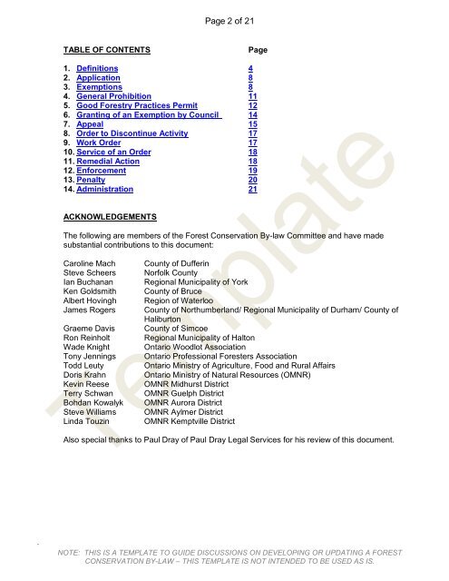 Forest Conservation By-law Template - Ontario woodlot.com