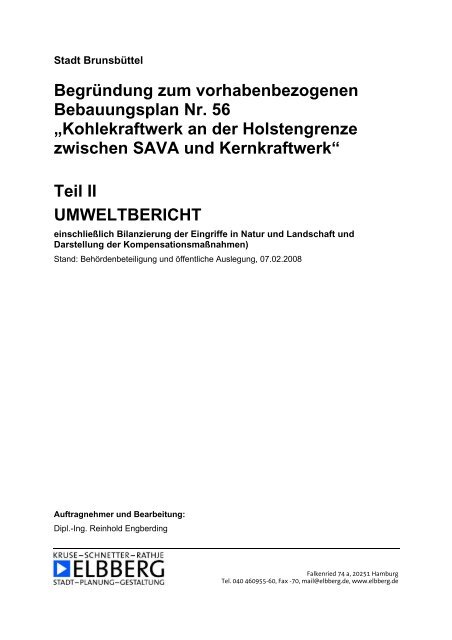 BegrÃ¼ndung B-Plan 56, Teil 2 (Umweltbericht) - WIR-Brunsbuettel.de
