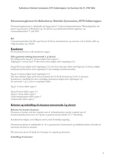 Eksamensreglement for KÃ¸benhavns Tekniske Gymnasium, HTX ...