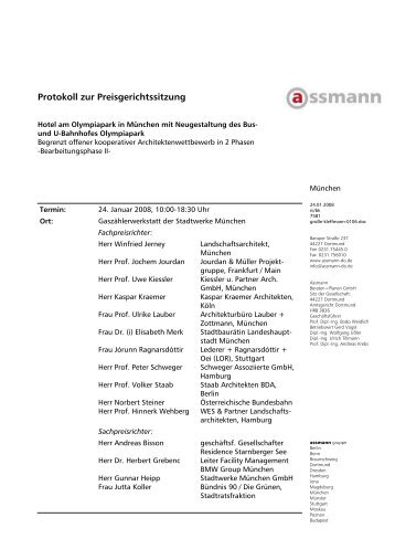 Protokoll zur Preisgerichtssitzung - Competitionline