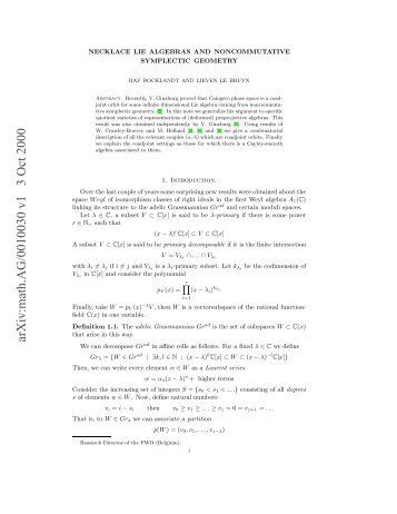 Le Bruyn, Lieven; Necklace Lie algebras and noncommutative ...