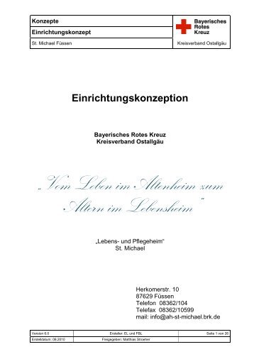 Einrichtungskonzeption - BRK - Kreisverband Ostallgäu