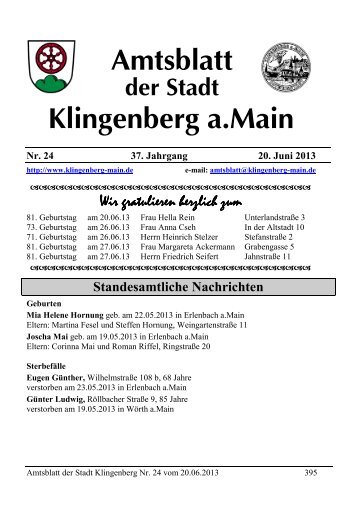 Amtsblatt Klingenberg a.Main - Klingenberg am Main