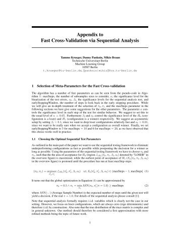 Appendix to Fast Cross-Validation via Sequential ... - Big Learning