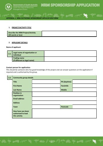 appendix 1. nrm outgoing sponsorship application form 1. project ...