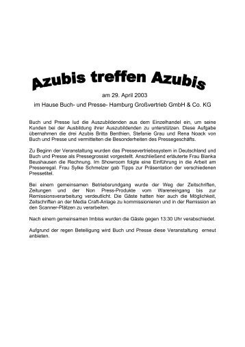 am 29. April 2003 im Hause Buch- und Presse- Hamburg ...
