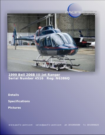 1999 Bell 206B III Jet Ranger Serial Number 4516 Reg: N6386Q