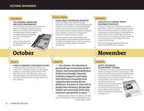Timeline of Achievements, 2009 - Funders for Lesbian and Gay Issues