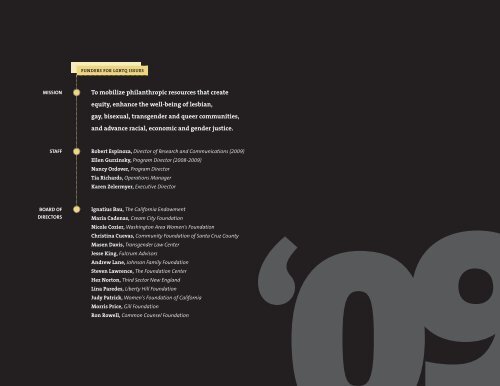 Timeline of Achievements, 2009 - Funders for Lesbian and Gay Issues