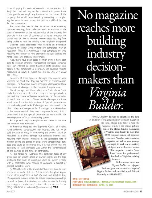 April 2007 - Home Builders Association of Virginia