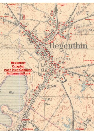 Regenthin Ortsplan und Einwohner - Heimatkreis Arnswalde