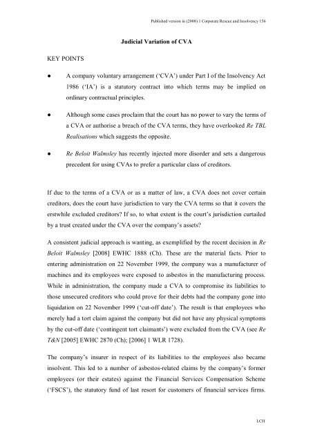 Judicial variation of CVA - The Insolvency Service Website