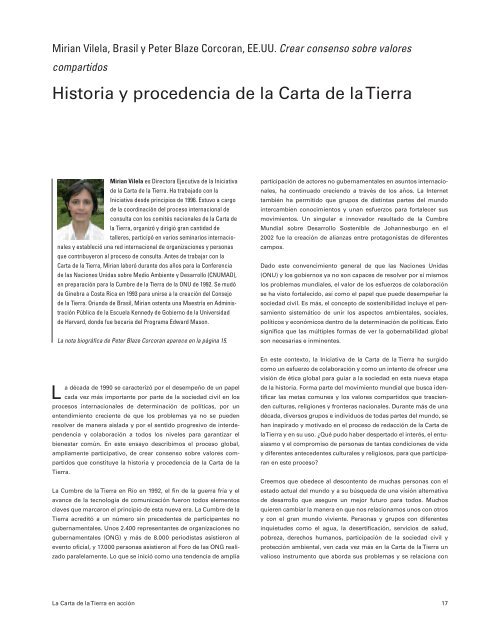 Historia y procedencia de la Carta de la Tierra - Earth Charter Initiative