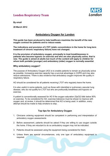 Ambulatory oxygen for London letter - Barking and Dagenham ...