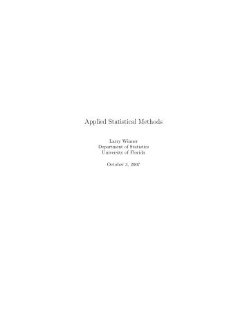 Applied Statistical Methods - Department of Statistics - University of ...