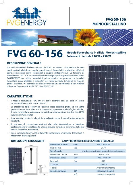 Moduli fotovoltaici CATALOGO 2010