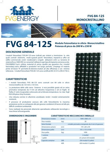 Moduli fotovoltaici CATALOGO 2010