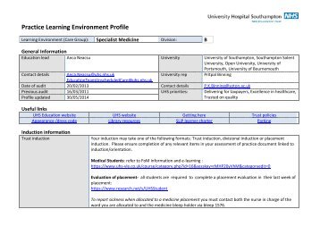 Clinical profile: specialist medicine - University Hospital ...