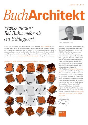 «swiss made»: Bei Bubu mehr als ein Schlagwort