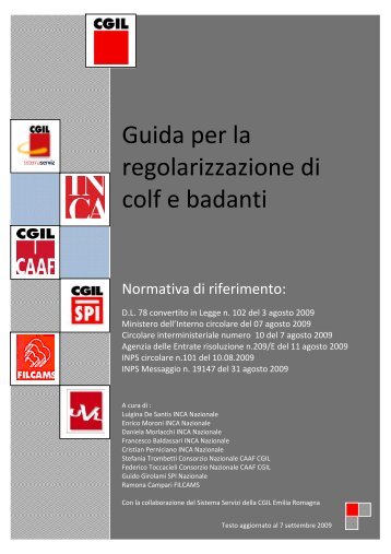 Guida per la regolarizzazione di colf e badanti - CGIL del Trentino