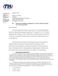 TIA Letter to the FCC's OET on Importation Limitation Issues