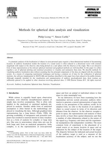 Methods for spherical data analysis and visualization - Electrical ...