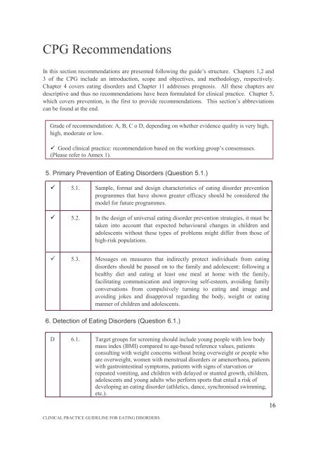 CPG for Eating Disorders