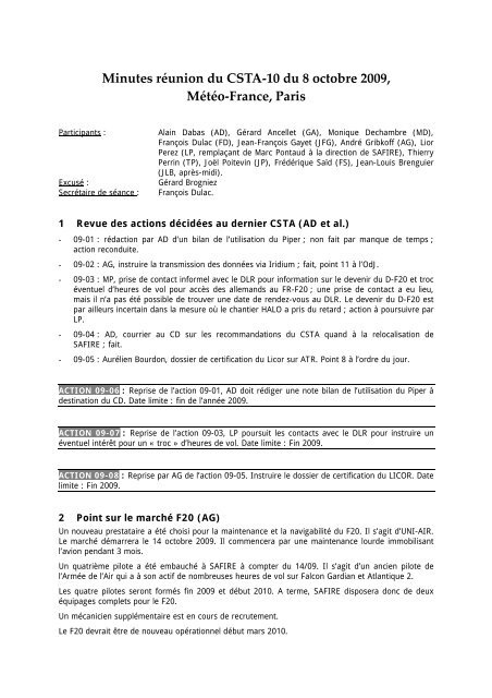 Compte-rendu de la rÃ©union du 8 octobre 2009 - Division Technique ...