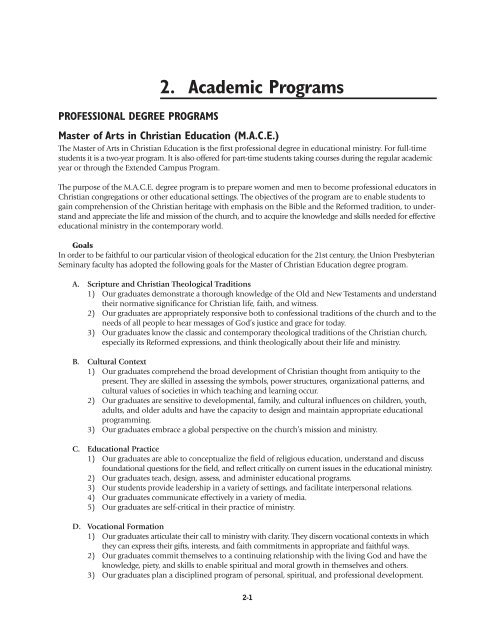 Academic Catalog 2010-2011 - Union Presbyterian Seminary