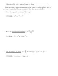 Math 3350 Fall 2004 , Sample Test # 1, Name Please note that I am ...