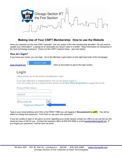 Download User Guide for Members-Only Website - CSIFT