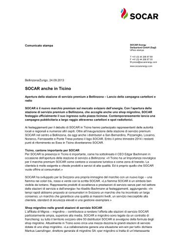 24.09.2013 â SOCAR anche in Ticino - SOCAR ENERGY Switzerland