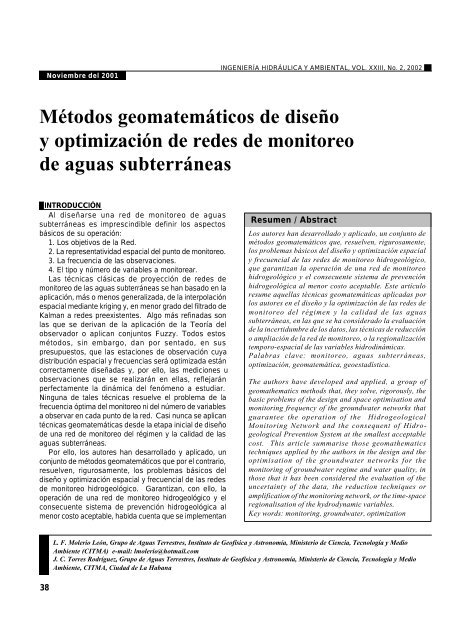 Métodos geomatemáticos de diseño y optimización de ... - alhsud