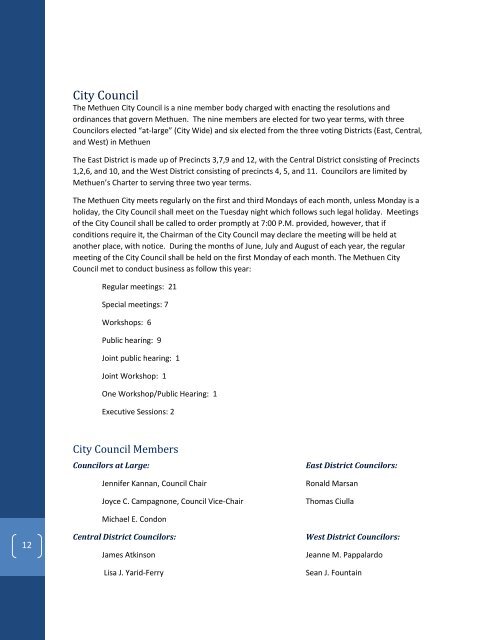 City of Methuen Annual Report: 2012