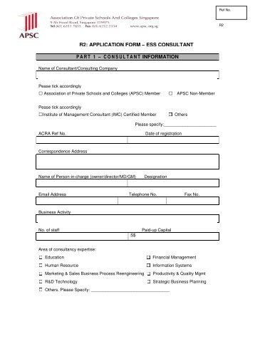 part 1 â consultant information r2: application form â ess consultant