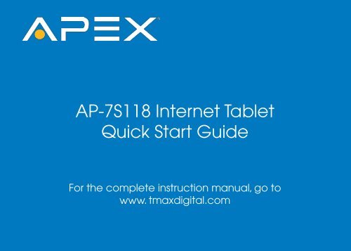 AP-7S118 Internet Tablet Quick Start Guide - TMAX Digital