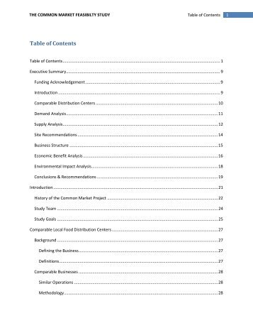 The Common Market Feasibility Study - Agricultural Marketing Service