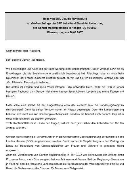 Rede im Hessischen Landtag zur GroÃen Anfrage der SPD ...