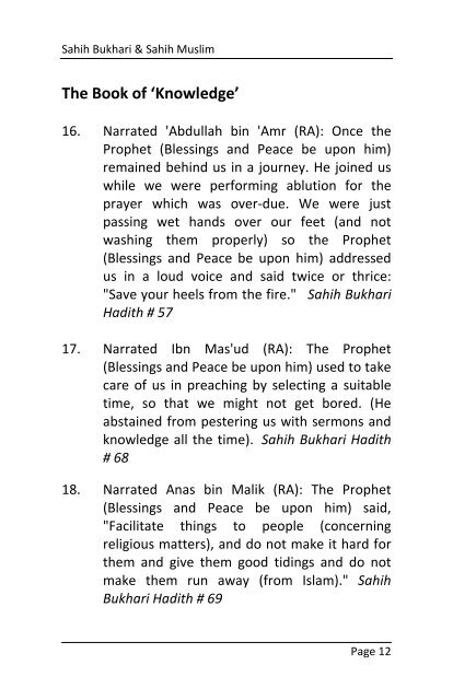 2) Selected 500 Hadith from Sahih Bukhari & Muslim - The Message