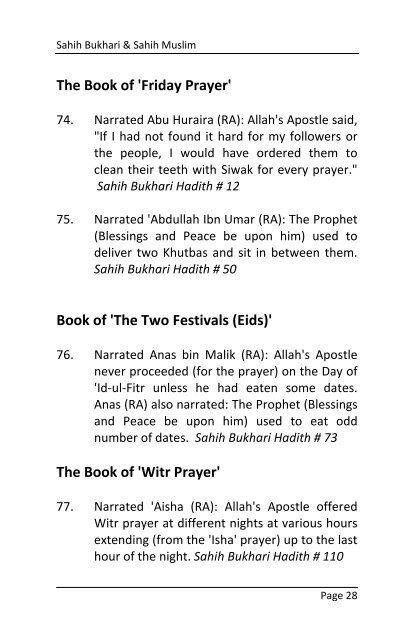 2) Selected 500 Hadith from Sahih Bukhari & Muslim - The Message