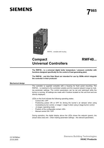 Compact Universal Controllers RWF40... - Power Equipment Company