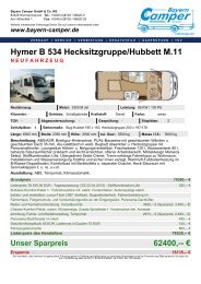 Hymer B 534 Hecksitzgruppe/Hubbett M.11 - Bayern-Camper