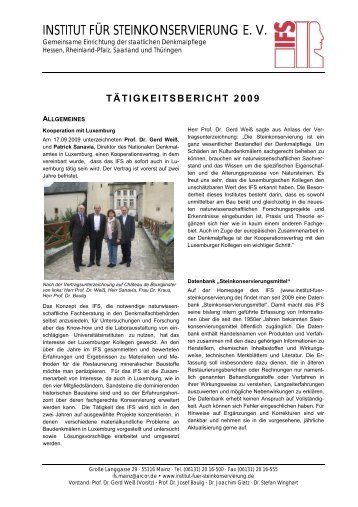 Tätigkeitsbericht 2009 - Institut für Steinkonservierung eV