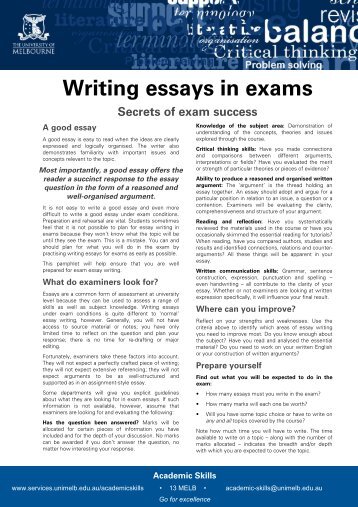 Writing essays in exams - Student Services