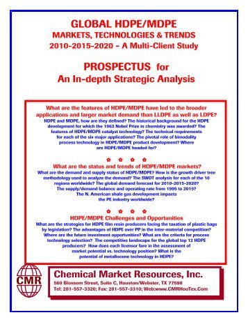 Global HDPE/MDPE Markets, Technologies, and Trends, 2010-2015 ...