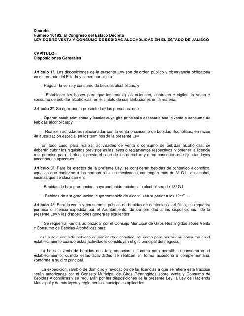 Ley Bebidas Alcoholicas - Ayuntamiento de Zapopan