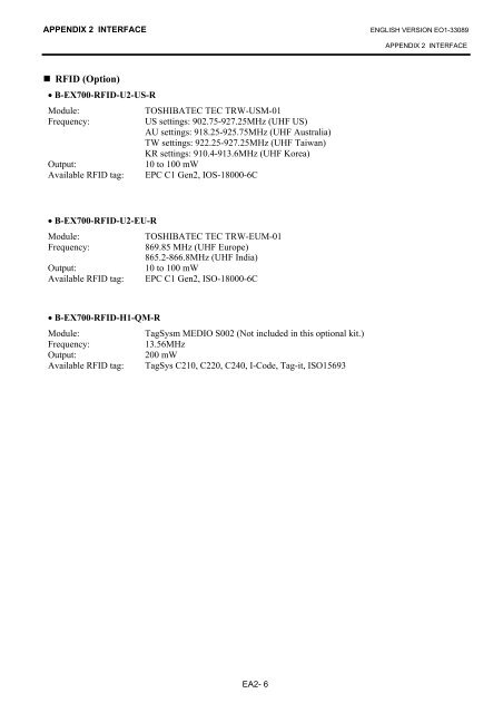 Toshiba B-EX4T1 Owners Manual - The Barcode Warehouse